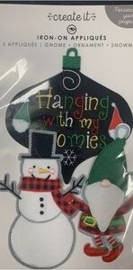 create it iron on appliques Winter Xmas  Gnome Ornament Snowman
